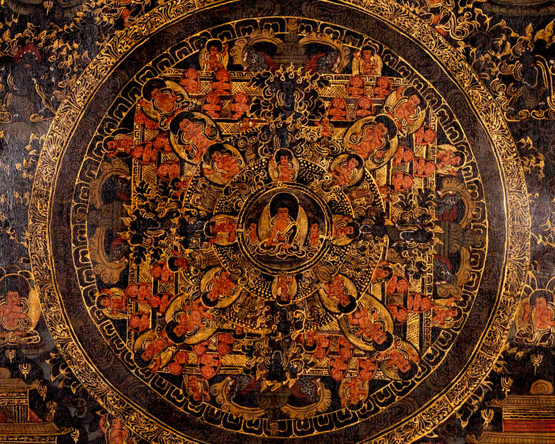 Shakyamuni Buddha Mandala | Traditional Tibetan Thangka | Wall Decors