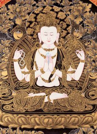 Bodhisattva Chengrezig Thangka | Original Handpainted Art | Traditional Painting