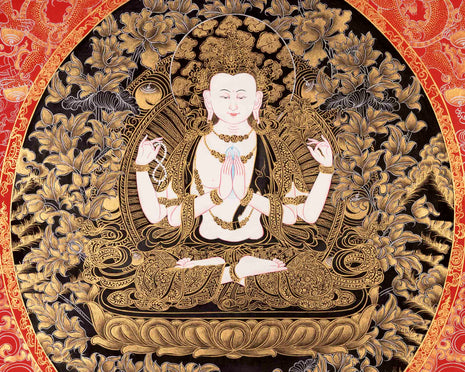 Bodhisattva Chengrezig Thangka | Original Handpainted Art | Traditional Painting