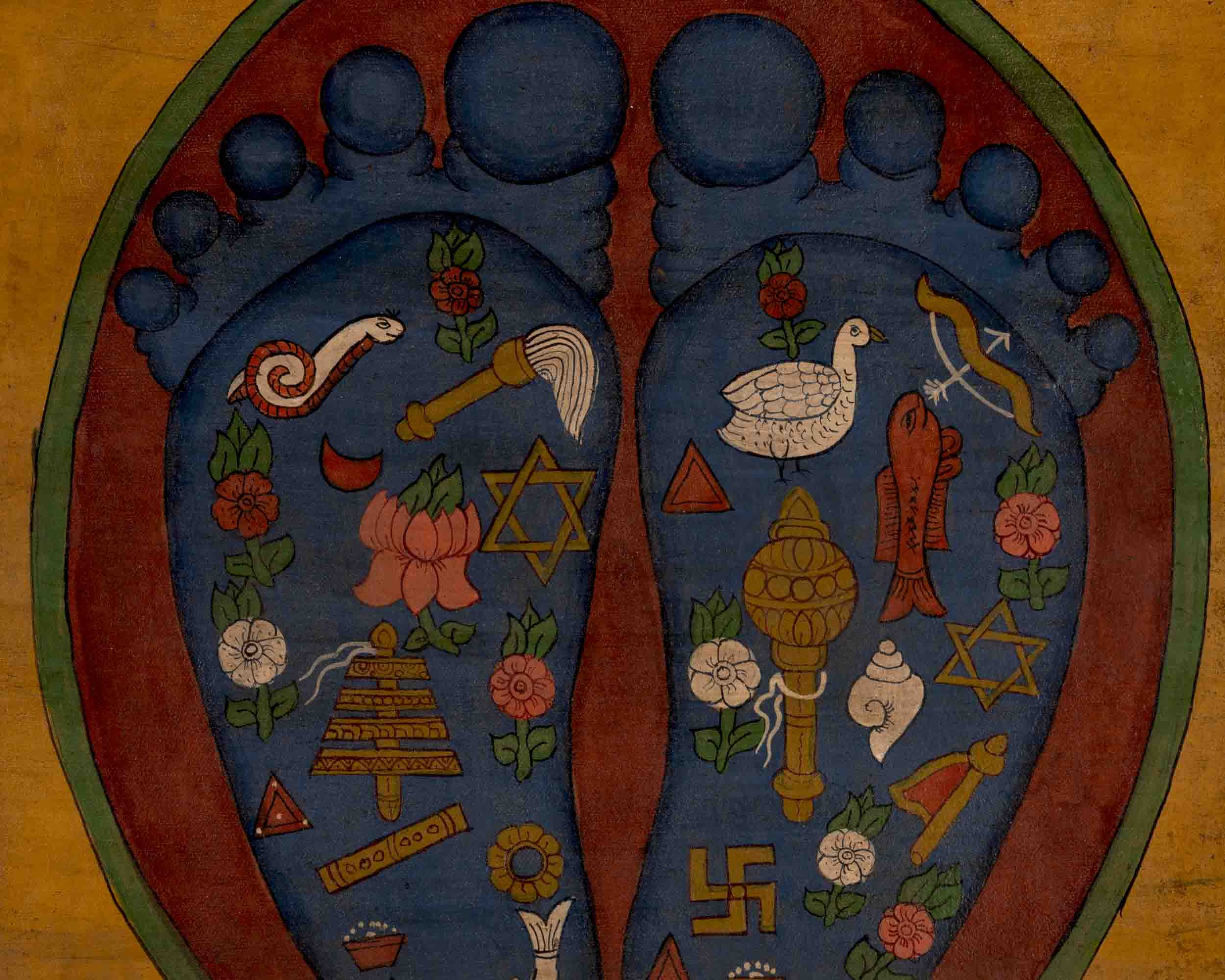 Buddha's Footprint Thangka | Traditional Painting | Wall Decors