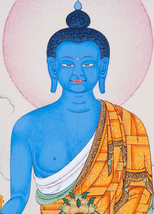 Hand-Painted Thangka For Medicine Buddha Mantra Practice | Traditional Tibetan Buddhist Art