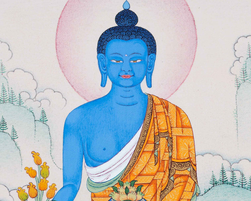 Hand-Painted Thangka For Medicine Buddha Mantra Practice | Traditional Tibetan Buddhist Art