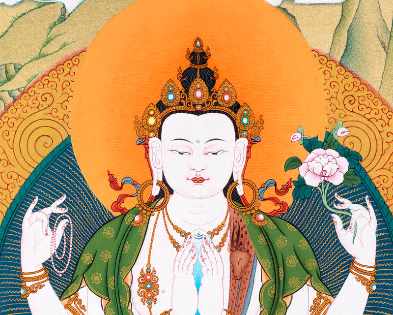 Avalokiteshvara Thangka | Tibetan Bodhisattva Art