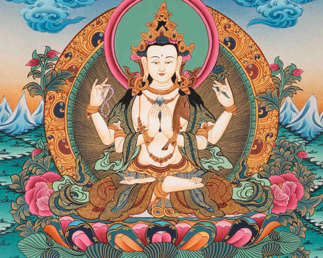 Avalokitesvara Chengrezig Thangka | Religious Painitng | Wall Decors