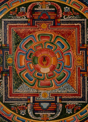 Traditional Mandala Thangka | Tibetan Handpainted Art | Religious Wall Decors