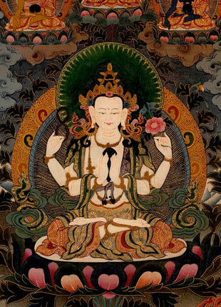 Avalokitesvara Chengrezig | Traditional Tibetan Thangka | Wall Decors