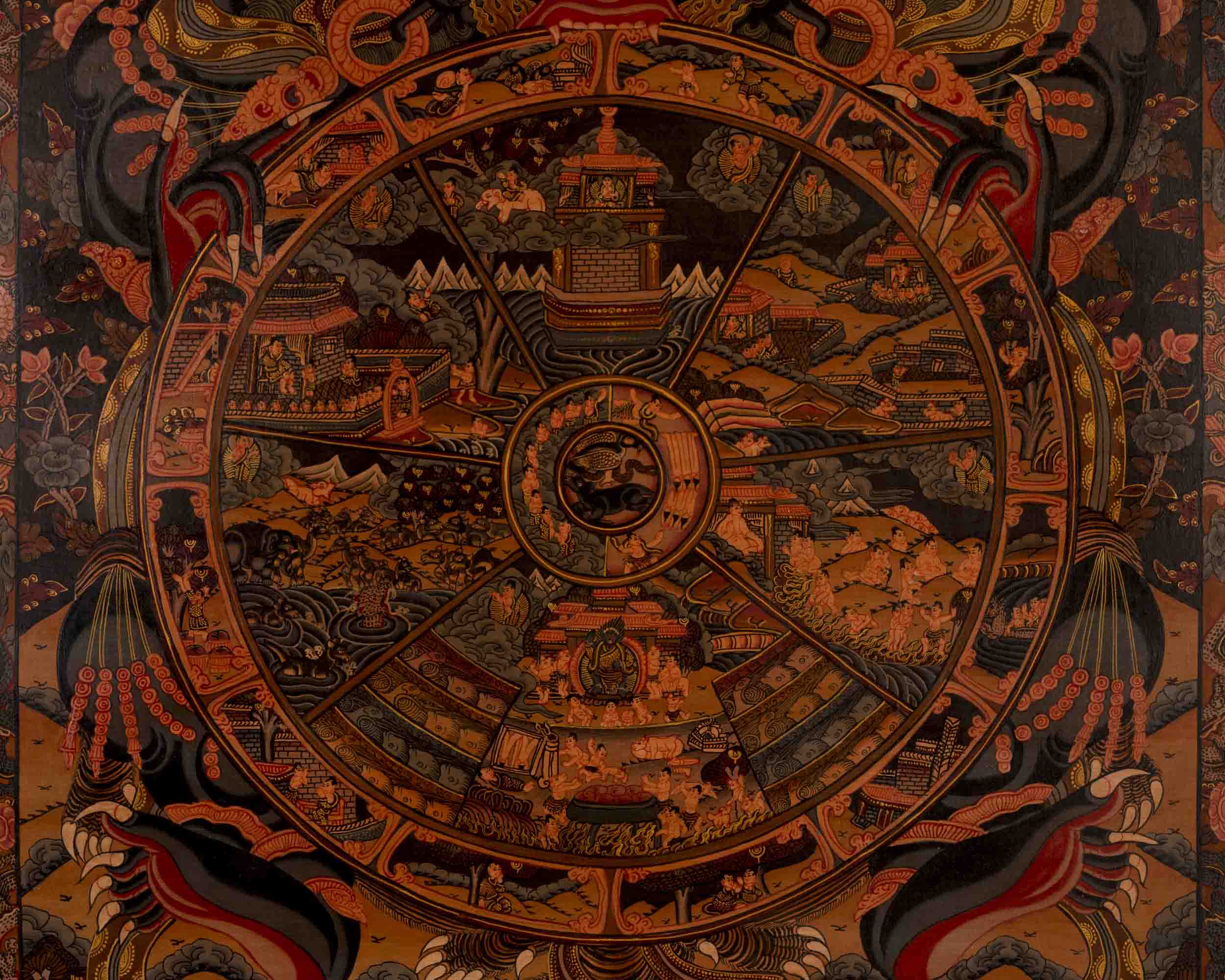 Wheel Of Life Painting | Traditional Tibetan Thangka | Wall Decors