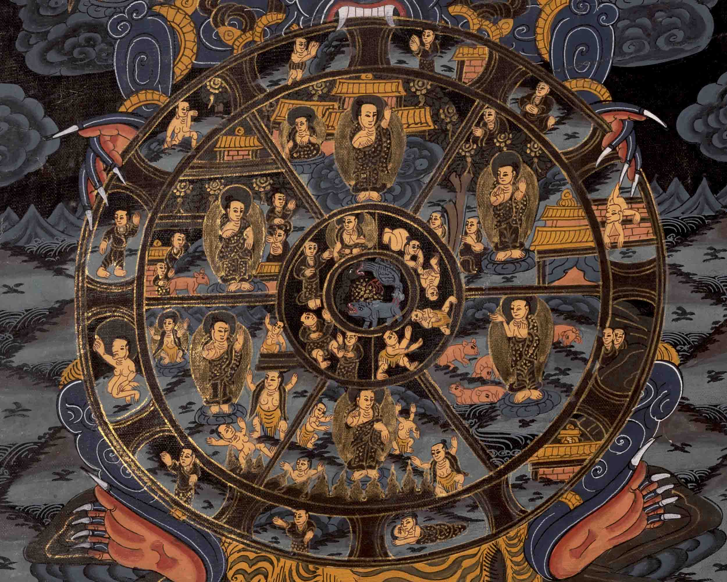 Religious Bhavachakra Thangka | Traditional Artwork | Wall Decors