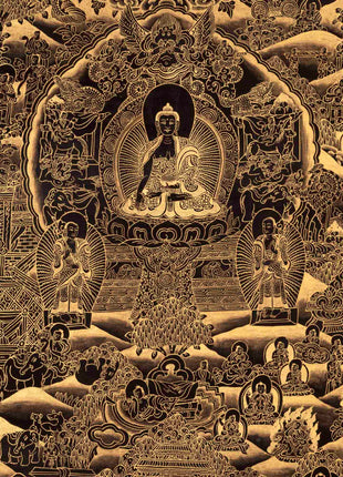 Gold Style Buddha Life Story Thangka | Religious Art | Wall Decors