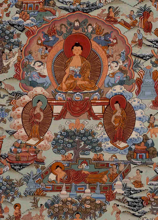 Buddha Life Story | Handpainted Tibetan Thangka | Wall Decors