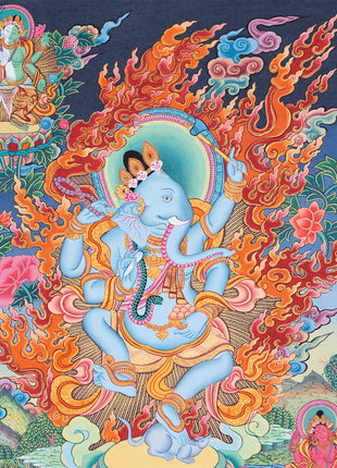 Handpainted Ganesh Thangka | Tibetan Religious Art