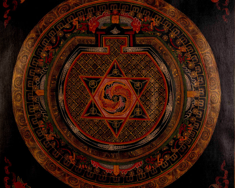 Oil Varnished Star Mandala Tibetan Thangka | Mandala Art