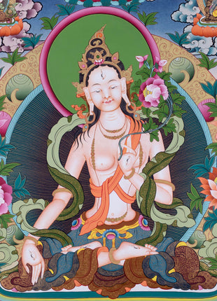 Tibetan White Tara | Hainpainted Tara Thangka