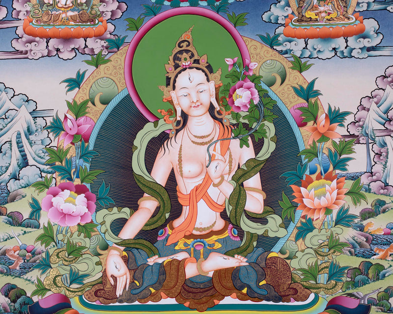 Tibetan White Tara | Hainpainted Tara Thangka