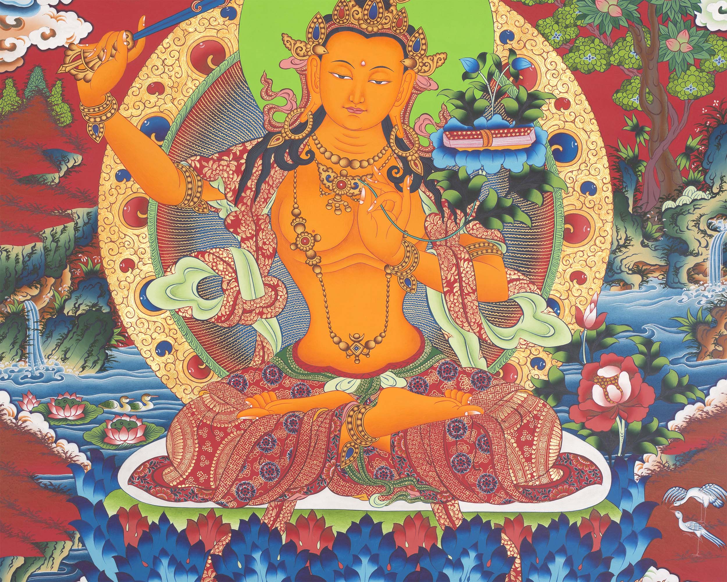 Buddhist Manjushri Print |  Traditional Wall Hanging Thangka