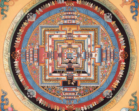 Buddhist Kalachakra Mandala | Tibetan Traditional Thangka | Wall Decors