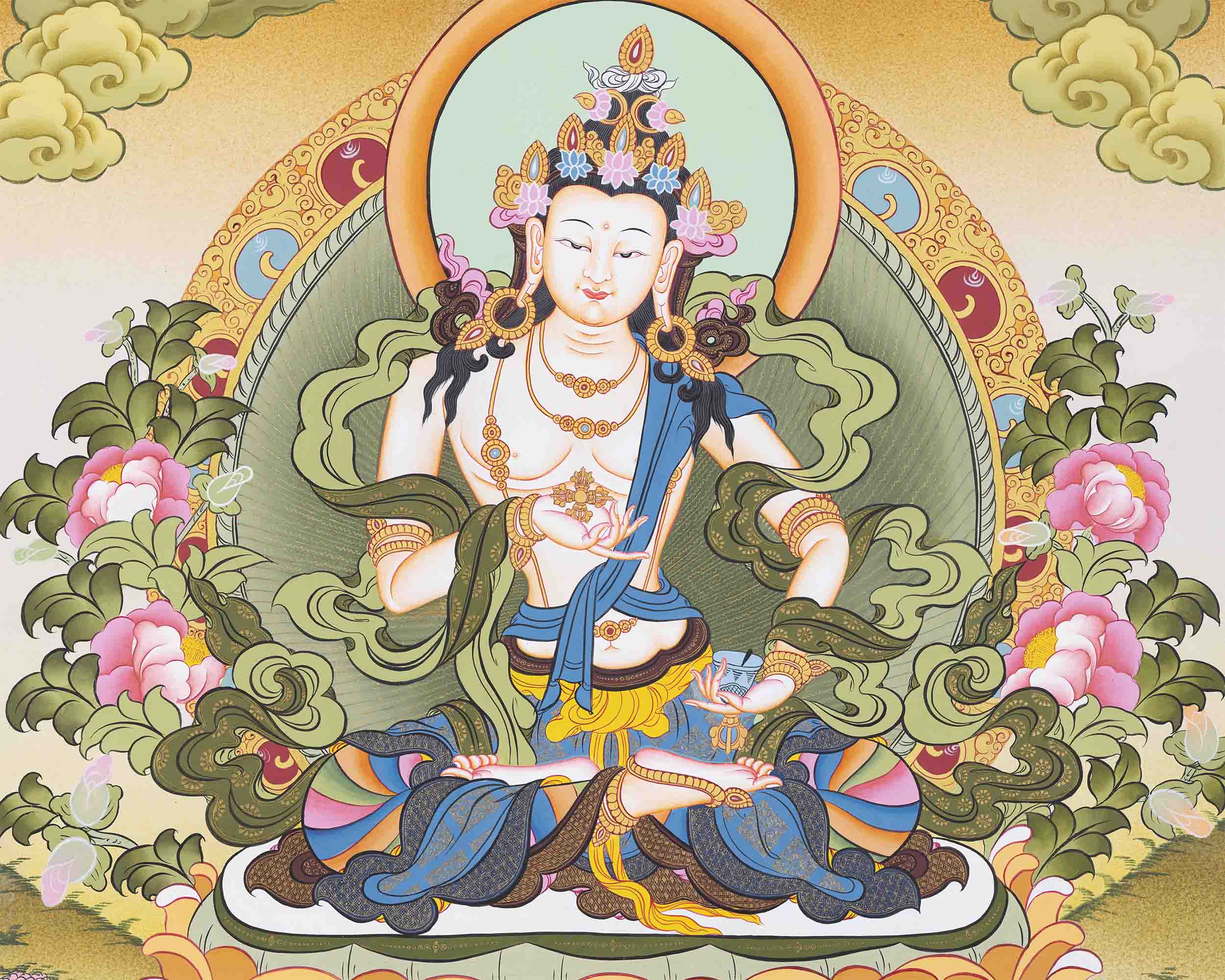 Vajrasattva Shakti Thangka | Traditional Tibetan Art | Wall Decors