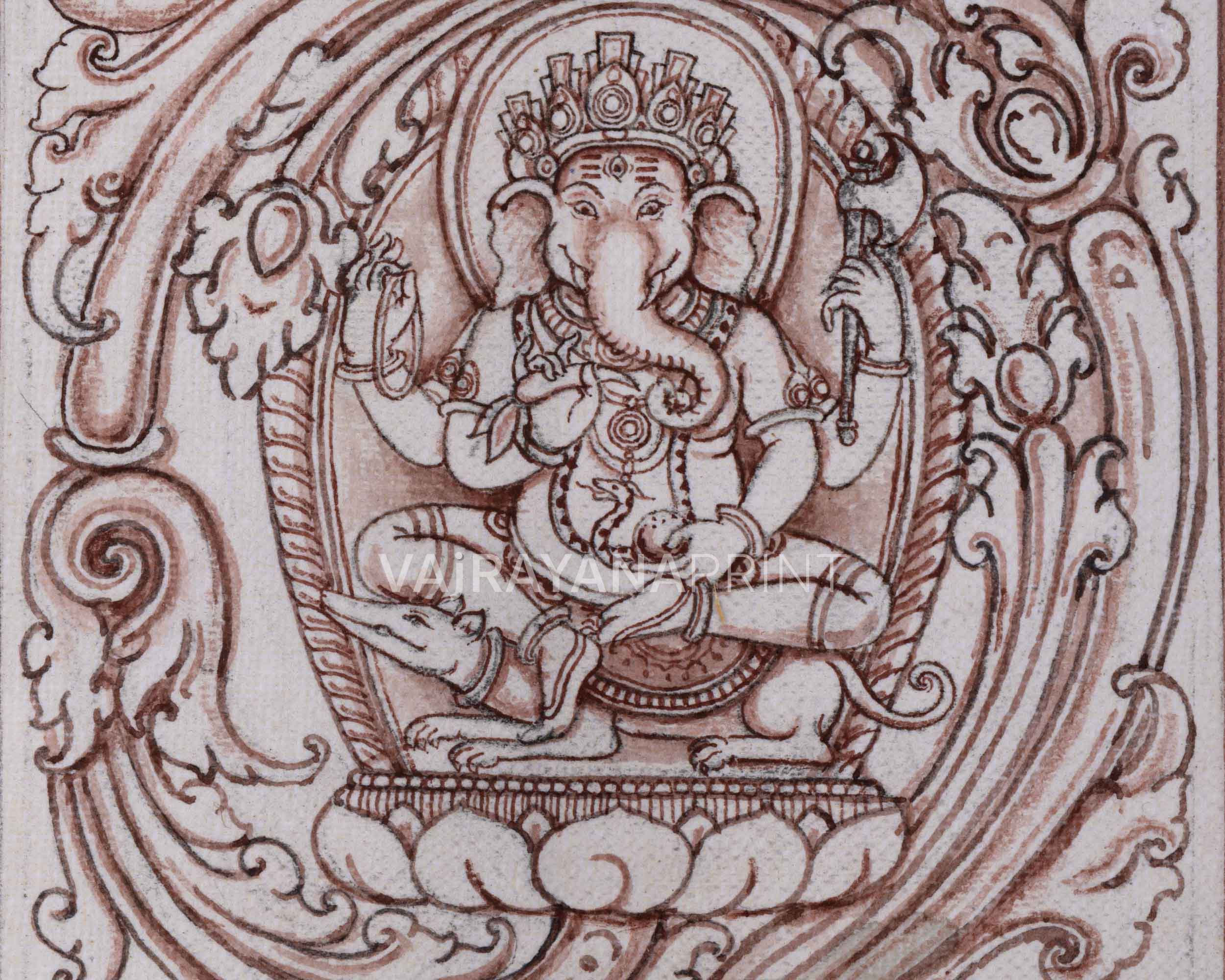 High-Quality Print For Ganesha Mantra | Ganesh On Kalash Drawing For Ceremonies