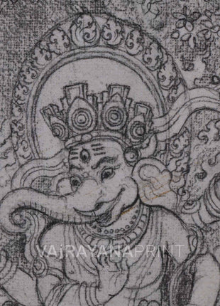 Canvas Drawing Of Ganesha High-Quality Print | Armed Lord Ganesh On Stencil For Wall Decor