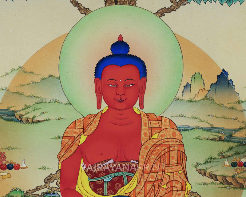 High-Quality Amitabha Buddha Thangka Print | The Buddhist Deity of Long Life Canvas Art