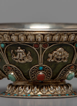 Buddhist Offering Bowl | Nepal Crafts | Religious Home Decor