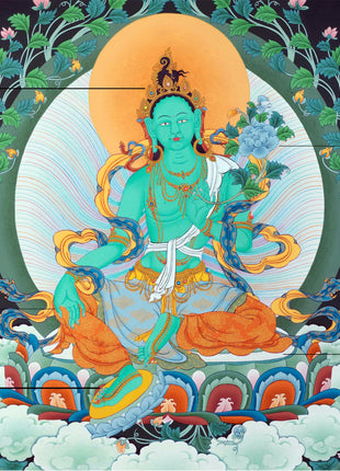 Green Tara Art | Female Buddha Thangka | Bodhisattva