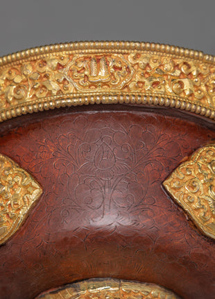 Handcarved Copper Alloy 4.3" Tibetan Buddhist Offering Bowls Set from Nepal