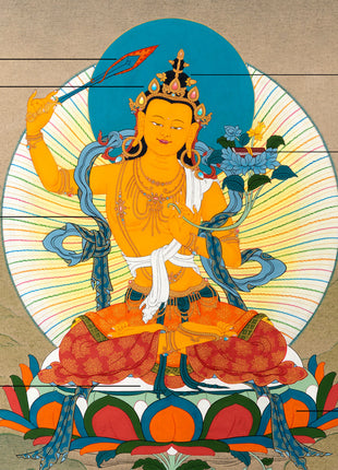 Manjushri Buddha Thangka | Traditionally Hand Painted Wisdom Deity