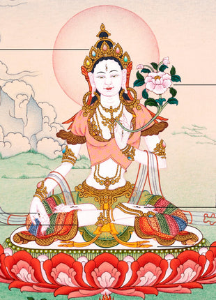 Mini White Tara Thangka | Traditional Tibetan Art
