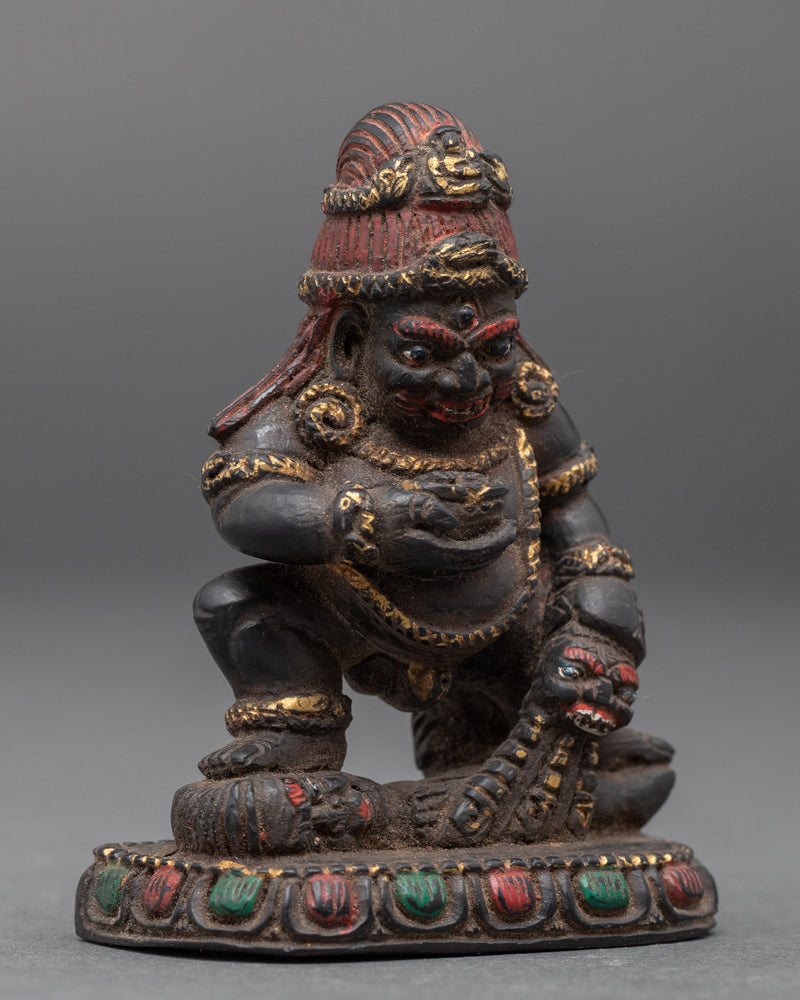 Vintage Black Dzambhala Statue | Wrathful Deity