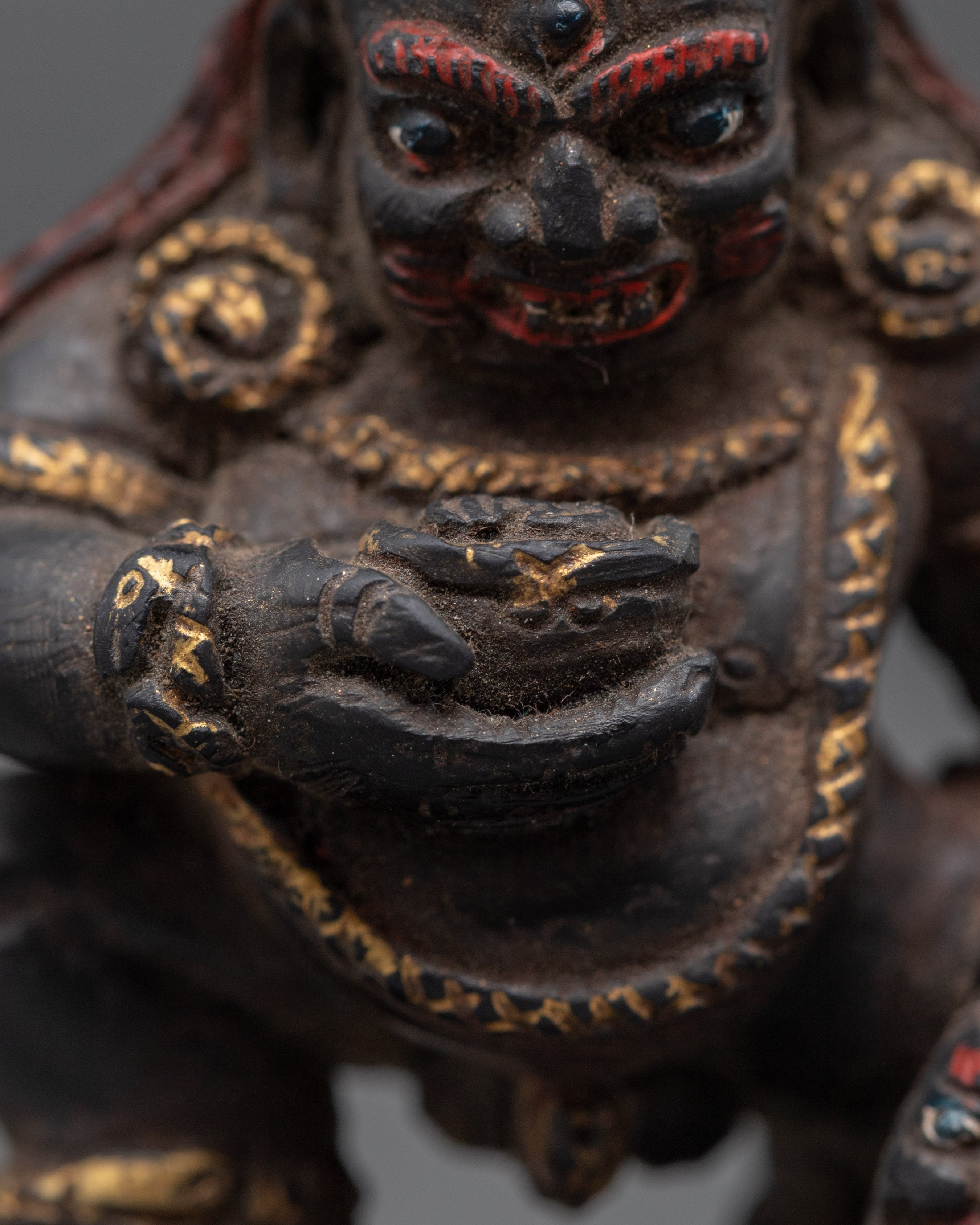 Vintage Black Dzambhala Statue | Wrathful Deity