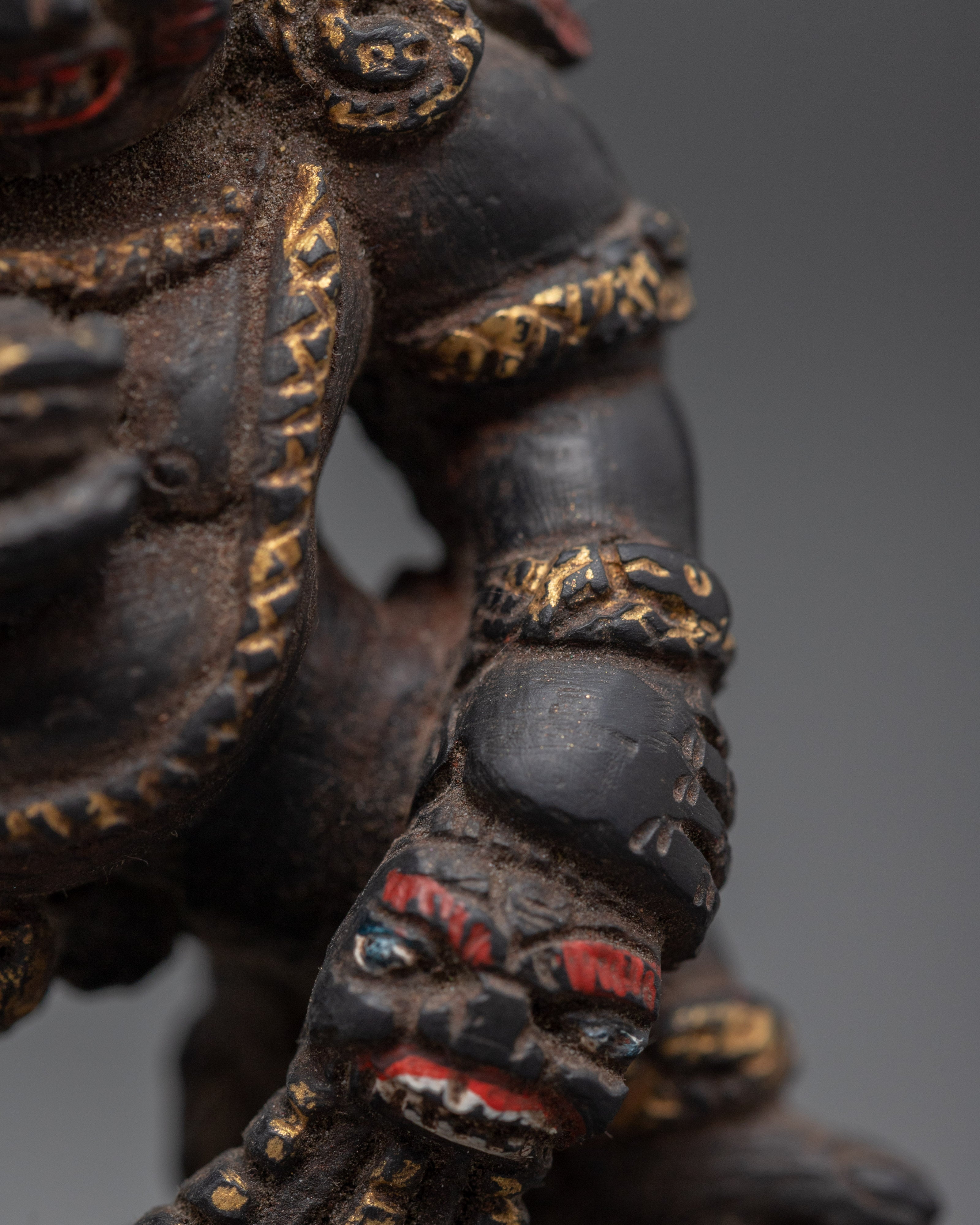 Vintage Black Dzambhala Statue | Wrathful Deity