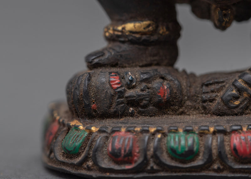 Vintage Black Dzambhala Statue | Wrathful Deity