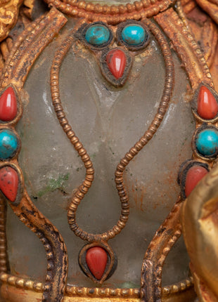 Green Tara Crystal Statue | Handcarved Religious Art | Traditional Decor