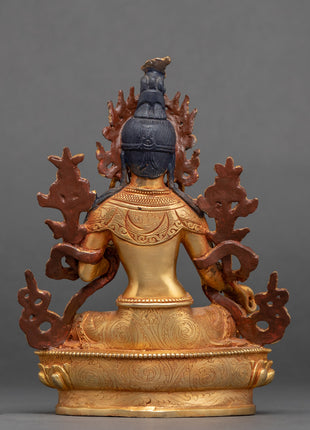 Green Tara Crystal Statue | Handcarved Religious Art | Traditional Decor