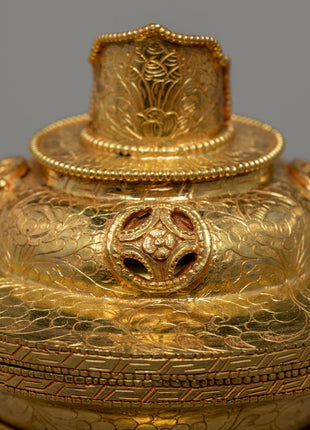 Tibetan Butter lamp |  Gold plated Lamp