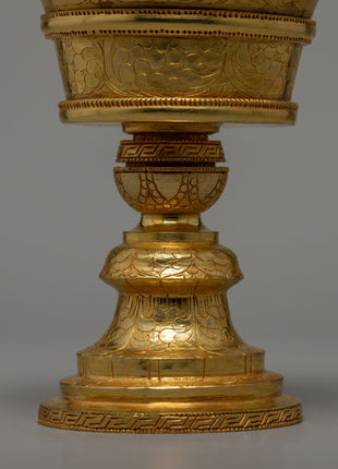 Tibetan Butter lamp |  Gold plated Lamp