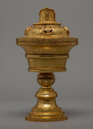 Tibetan Butter lamp |  Gold plated Lamp