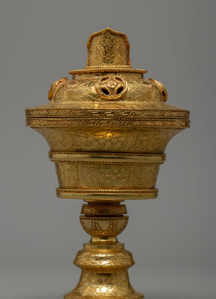 Tibetan Butter lamp |  Gold plated Lamp