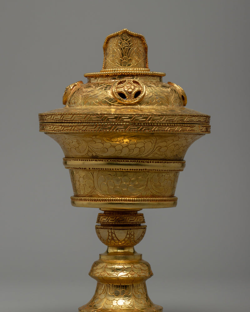 Tibetan Butter lamp |  Gold plated Lamp