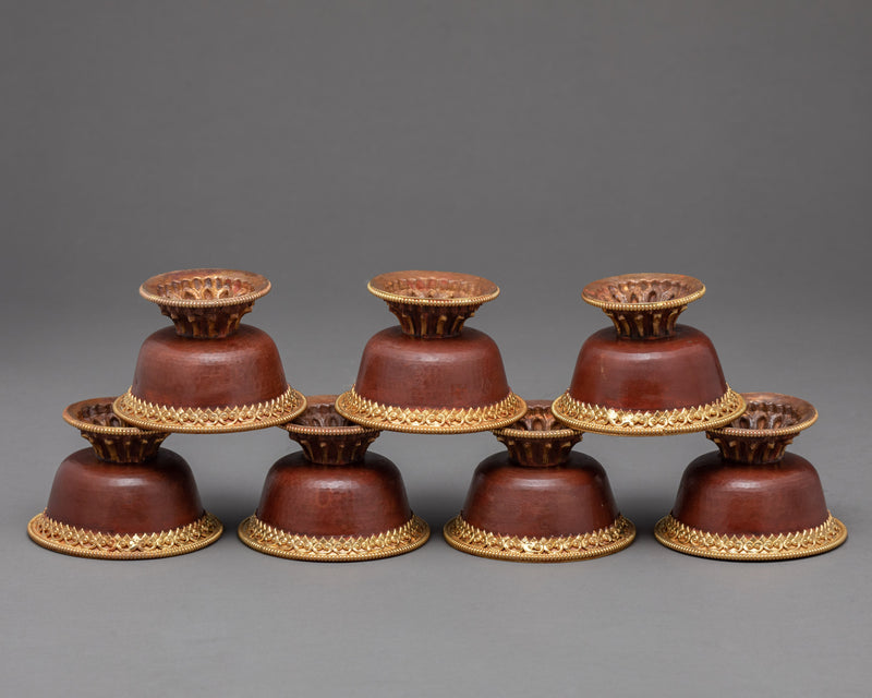 Set of Seven Offering Bowl | Stemmed Puja Bowls | Ritual Items