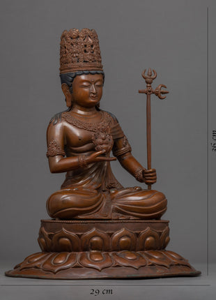Traditional Himalayan Kshitigarbha Copper Statue | Bodhisattva Of The Womb Artwork