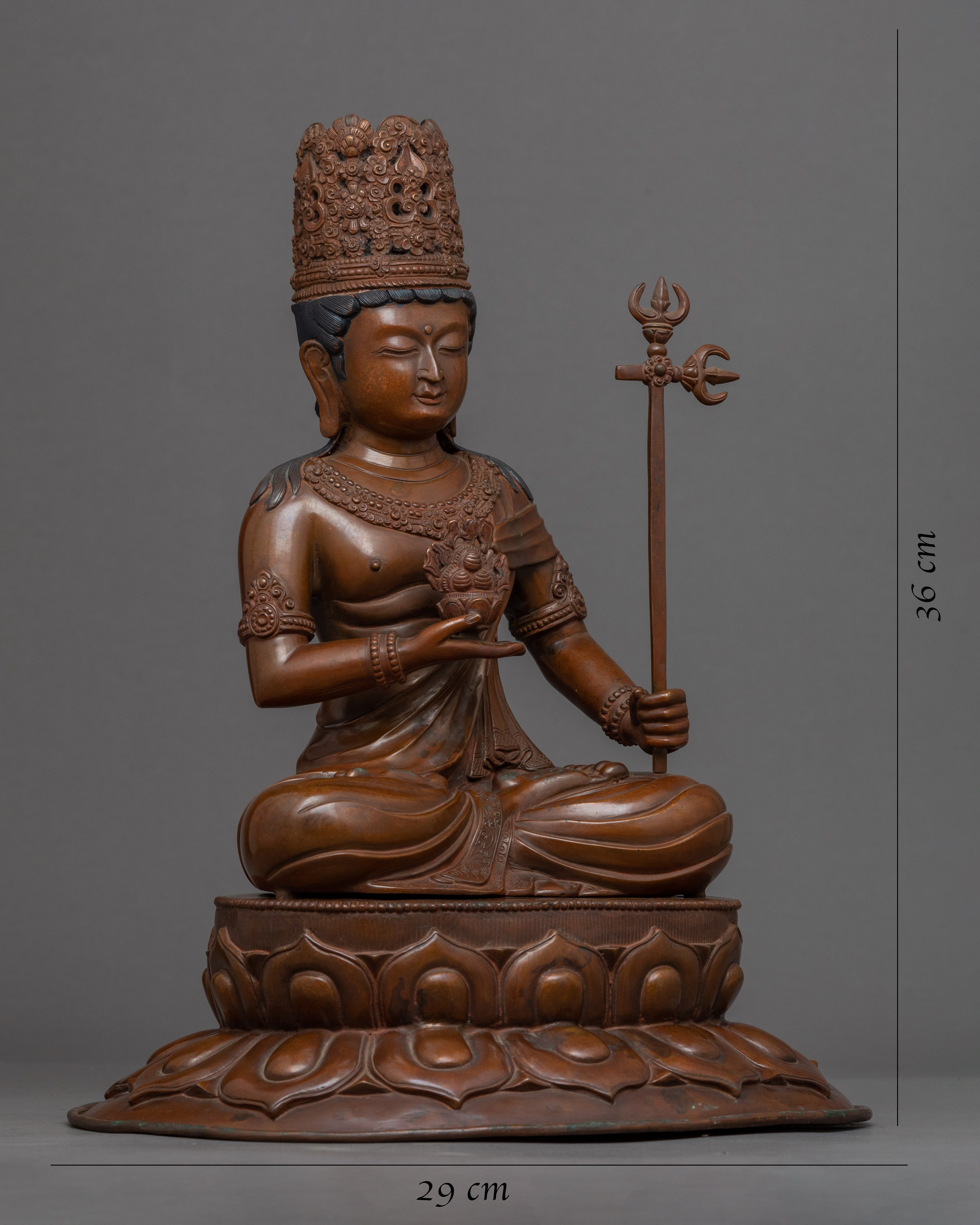 Traditional Himalayan Kshitigarbha Copper Statue | Bodhisattva Of The Womb Artwork