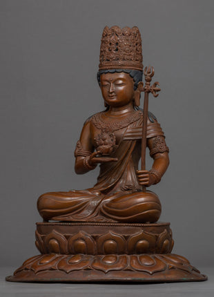 Traditional Himalayan Kshitigarbha Copper Statue | Bodhisattva Of The Womb Artwork