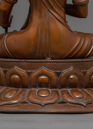 Traditional Himalayan Kshitigarbha Copper Statue | Bodhisattva Of The Womb Artwork
