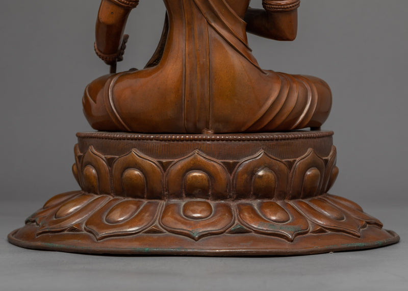 Traditional Himalayan Kshitigarbha Copper Statue | Bodhisattva Of The Womb Artwork