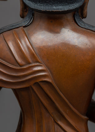 Traditional Himalayan Kshitigarbha Copper Statue | Bodhisattva Of The Womb Artwork