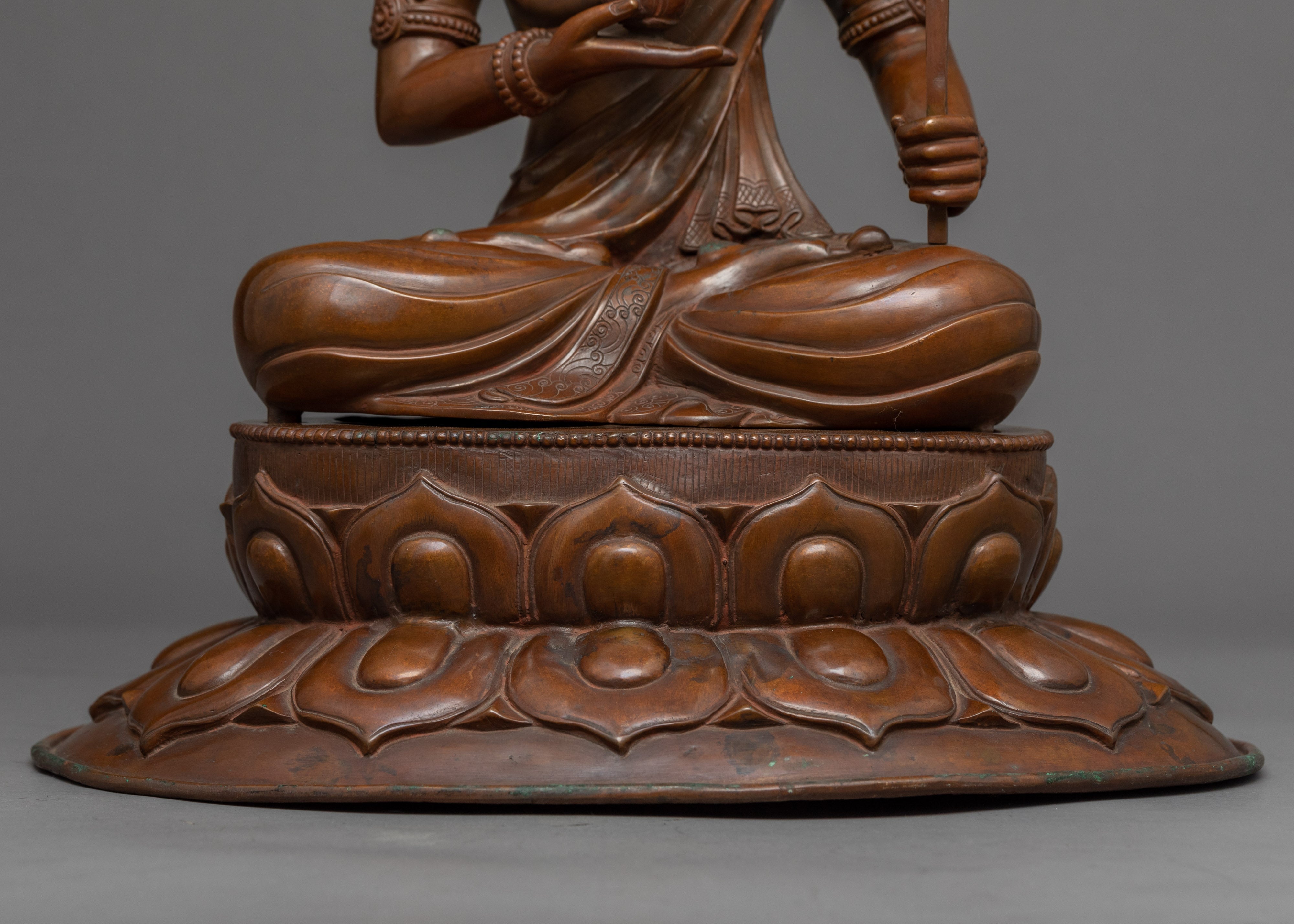 Traditional Himalayan Kshitigarbha Copper Statue | Bodhisattva Of The Womb Artwork