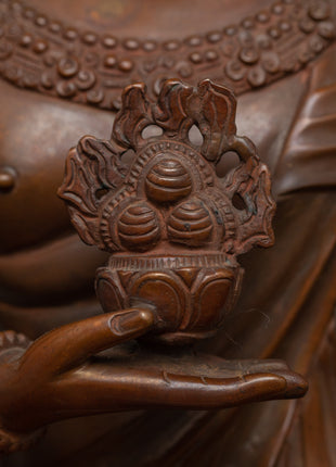 Traditional Himalayan Kshitigarbha Copper Statue | Bodhisattva Of The Womb Artwork