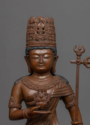 Traditional Himalayan Kshitigarbha Copper Statue | Bodhisattva Of The Womb Artwork